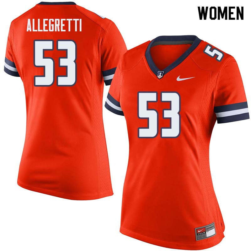 Women #53 Nick Allegretti Illinois Fighting Illini College Football Jerseys Sale-Orange
